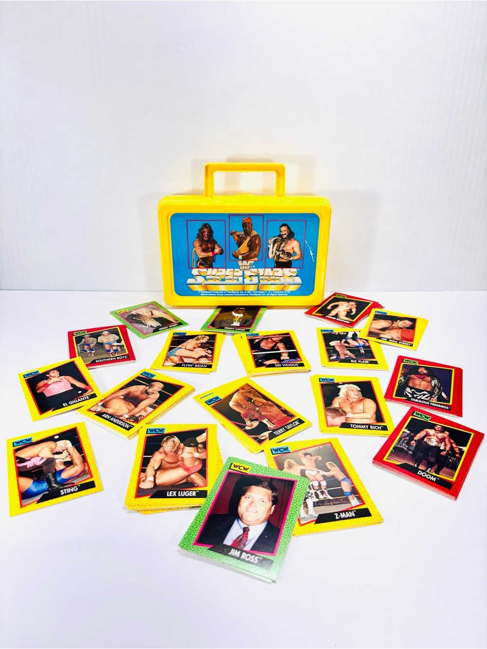 1991 WWF Superstars Pencil/Card Box WWE WCW Hasbro LJN Retro & 89 WCW Cards